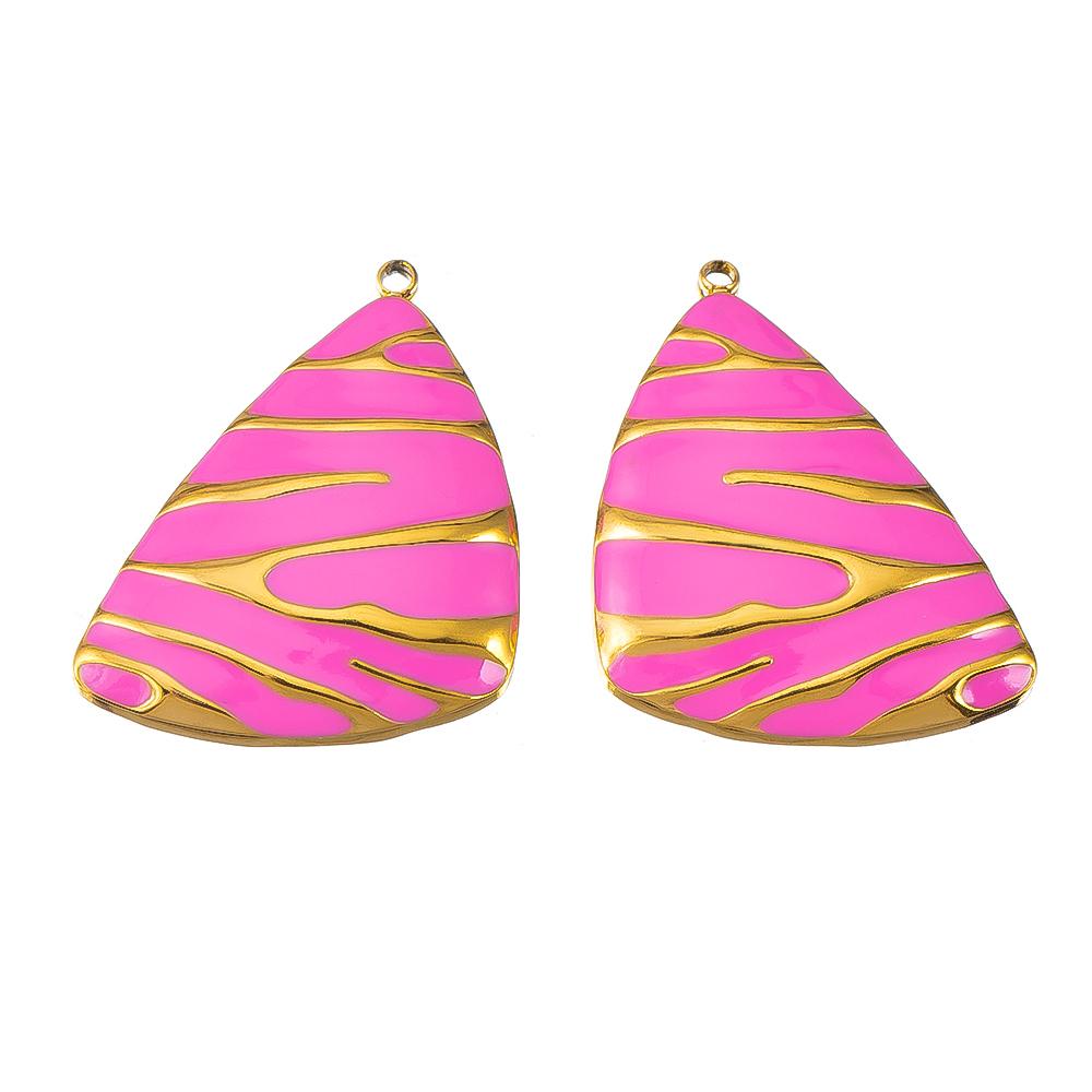 2/5Pcs Stainless Steel Series Pink Purple Elegant Cute Pendant Gold Bottom Pendant DIY Necklace Jewelry Handmade Accessories