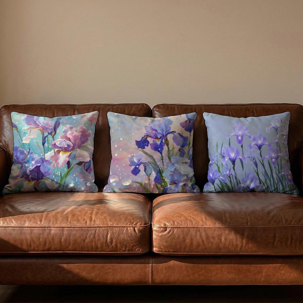 Iris Cushion Cover Soft Reversible Durable Pillow Cover MultiScene Use for Home Car Daily Comfort