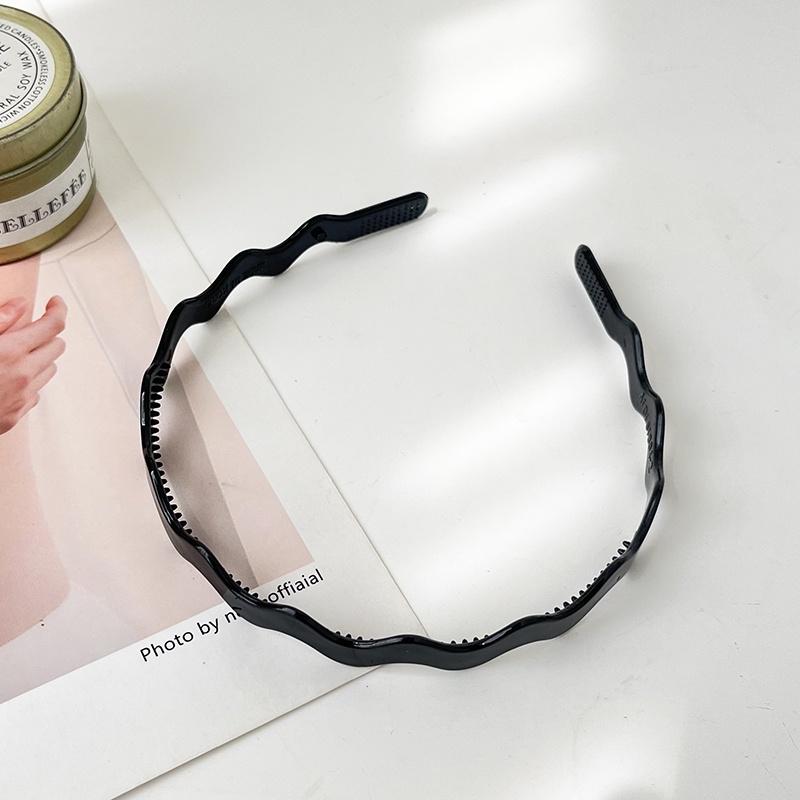 Black Series Headband Korean Style Practical Simple Face Wash Non-Slip Toothed Pressure Hair Hair Band Plastic Hair Accessories