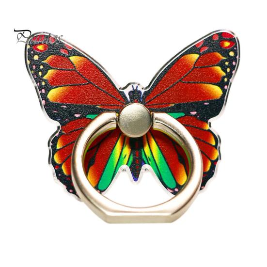 

Гладкий край, свободное вращение на 360 градусов, самоклеящийся держатель для колец на палец, разноцветные бабочки, металлическая подставка для мобильного телефона, аксессуары для мобильных телефонов красный