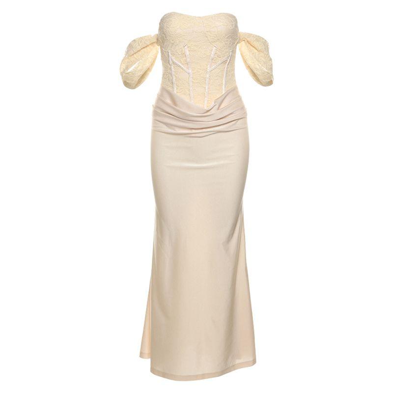 

# Sisjuly# Pure Desire Style Sexy Sexy off-the-Shoulder Noble Socialite Fancy Elegance Silm Dress Female Champagne L