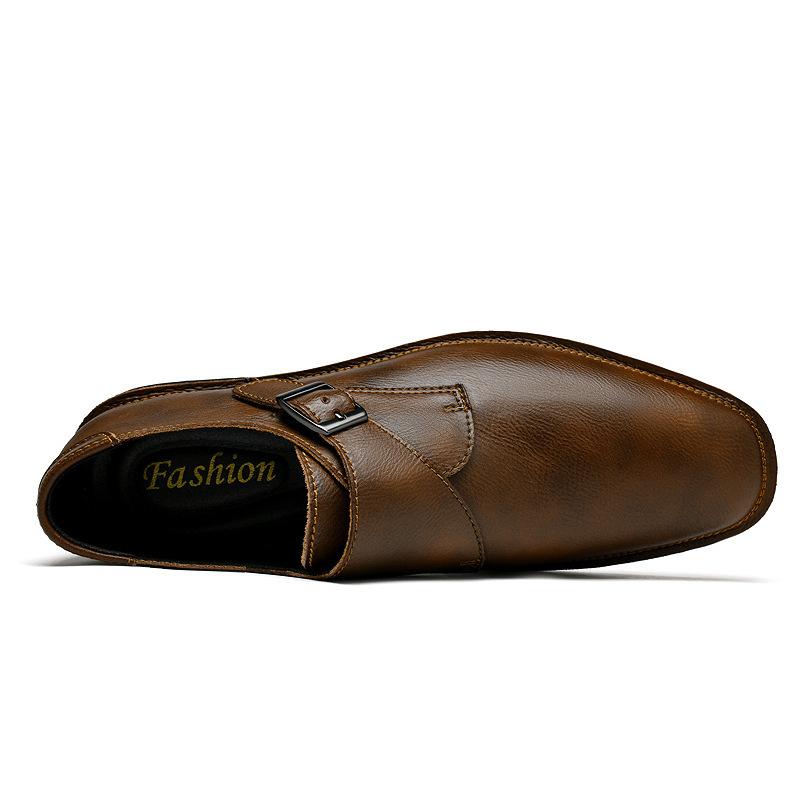 Men's shoes retro pointed casual leather shoes large size men's Brock British lazy shoes one pedal Doudou shoes