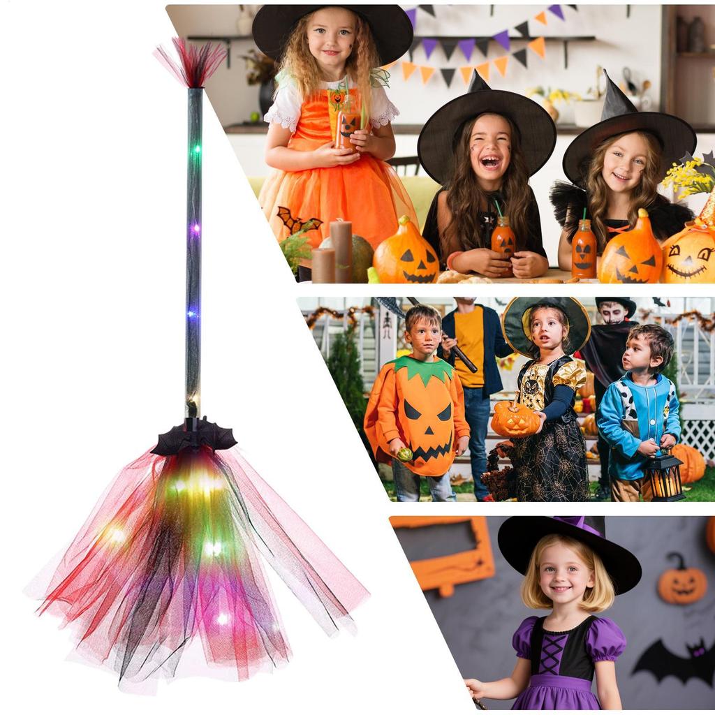 Halloween Witch Broom Light Up Broom Witch Costume Accessories Cosplay Accessories Halloween Decorations For Party Kids Role