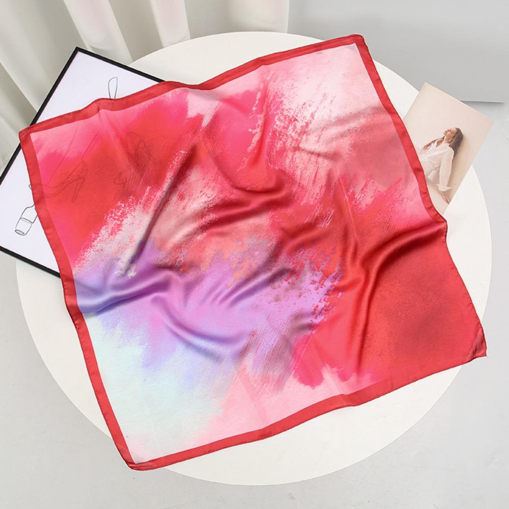 70cm Women Head Scarf Printed Female Shawl Wrap Fashion Large Square Scarf  Summer Accessories розовый