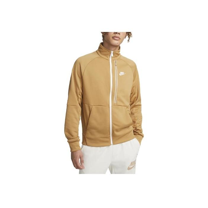 Nike Sportswear Tribute Color Block Design Logo Embroidered Stand Collar Jacket Men Jacket Gold DA0003-722