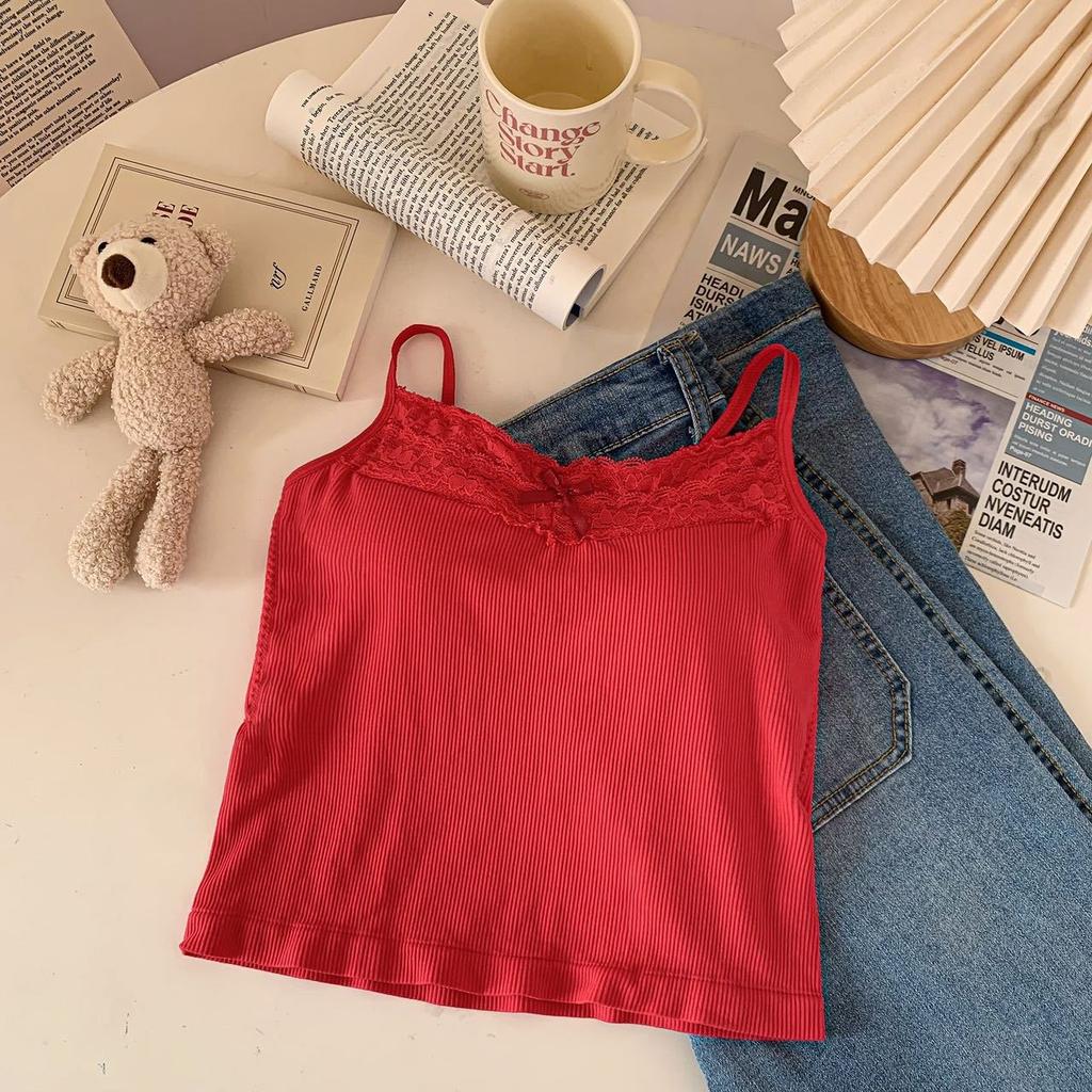 #Summer new pure desire sexy primer lace sleeveless short slim and thin suspender vest women's top
