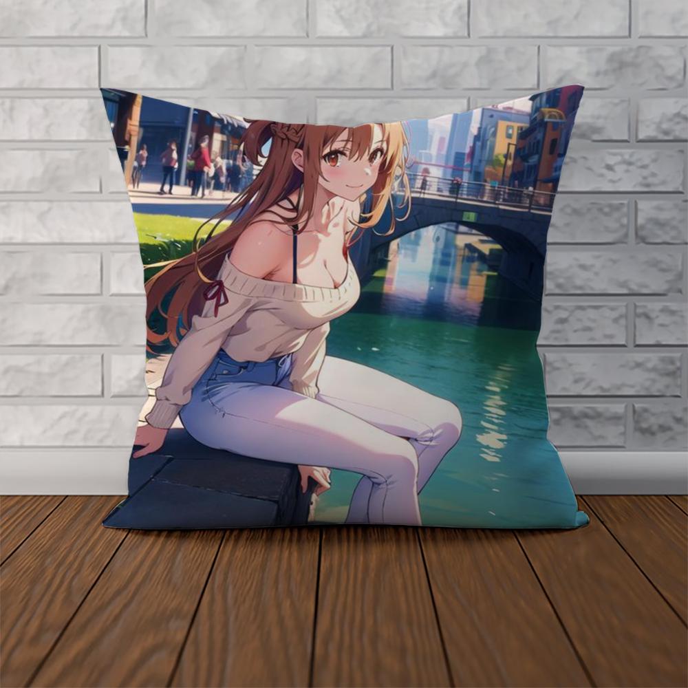Sword Art Online Pillow Case For Car Sofa Decorative Home Doublesided Print Plush Square Throw Pillow Cushion Cover