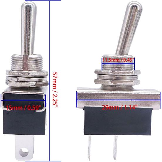weideer 3Pcs Waterproof Toggle Switch 12V 25A 2 pin 2 Position SPST ON/Off Toggle Switch with Waterproof Cover for Auto Car KN3D-101