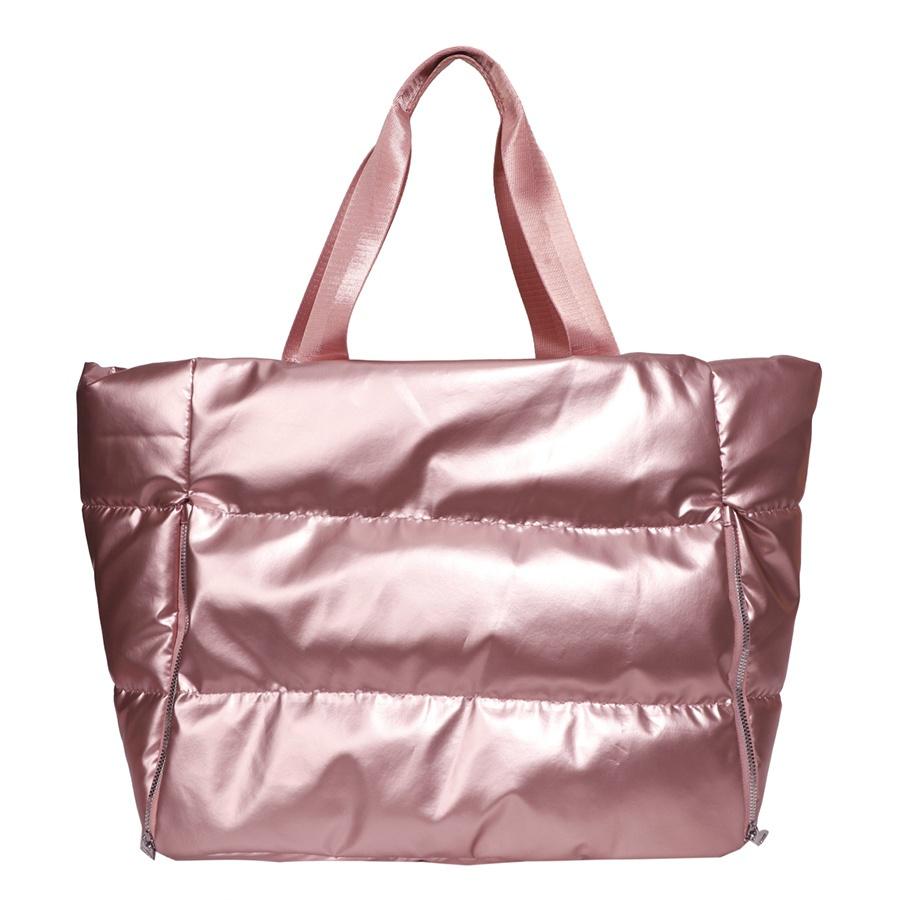 Large Capacity Quilted Nylon Tote Bag for Women Winter Spacious Women's Shoulder Bag for Gym Yoga Shopping Solid Color Padded Space Handbags for Women