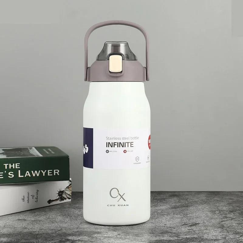 

Термобутылка большой емкости из нержавеющей стали термос бутылка для воды холодный и горячий стакан портативный термос чашка кружка для отдыха на природе НОВЫЙ 1300ml белый