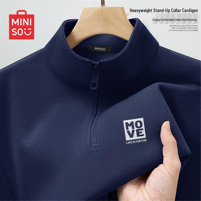 MINISO Men's Casual Half-Zip Stand Collar Sweatshirt