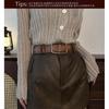 Vintage Brown Engraved Belt Womens Jeans Fashion Western Style Pin Buckle