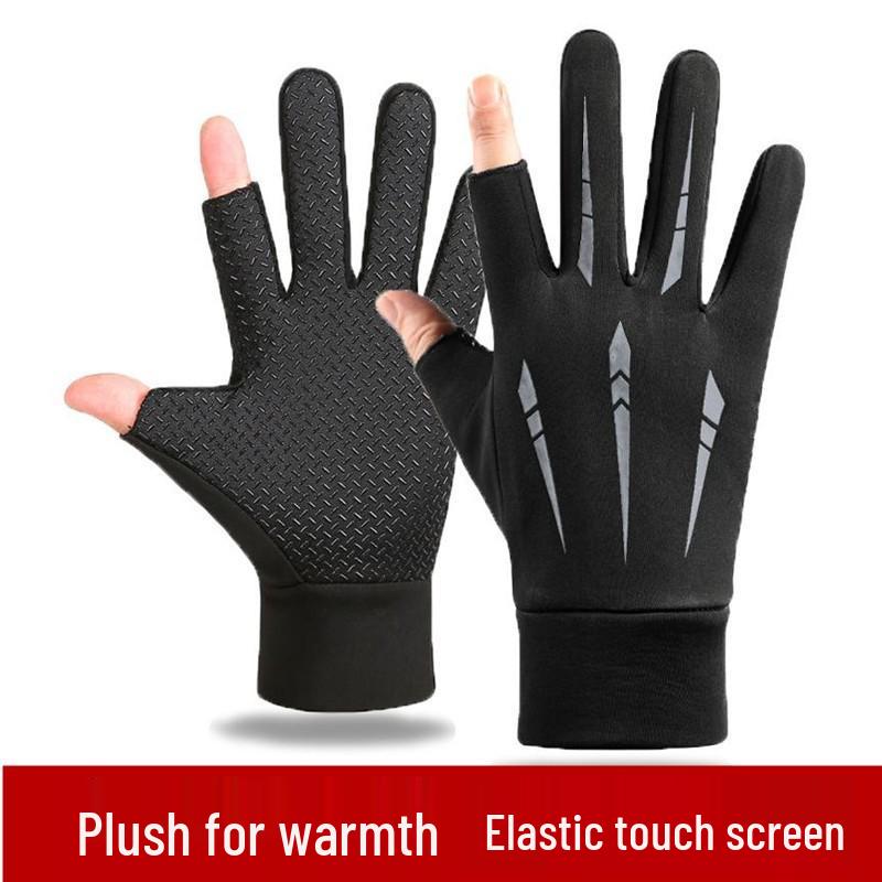Men s Windproof Waterproof Fleece-Lined Winter Biking Gloves: Touchscreen, Non-Slip, Full-Finger Warmth One Size