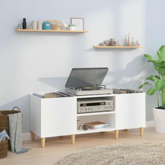 VidaXL Armoire à disques blanc brillant 121x38x48 cm bois d'ingénierie 831927
