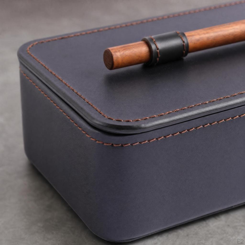 Classic Leather Storage Box with Lid | Elegant Stitched border, Jewelry