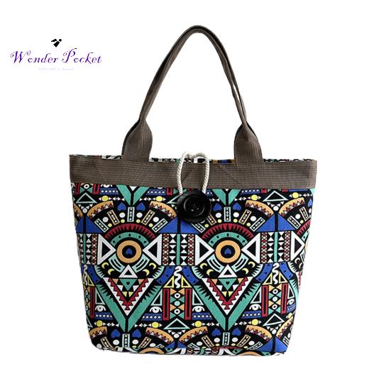 Canvas Bag Ethnic for Women Style Pattern Shoulder Bag Retro Casual Tote Handbag Splicing
