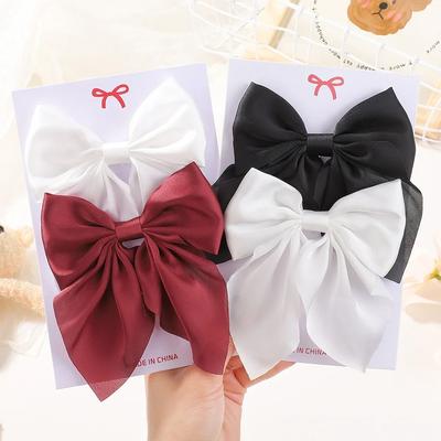 Lot de 4 Pinces à Cheveux Nœud Papillon Satiné Élégant pour Femmes Filles Épingle à Cheveux Douce Pinces à Cheveux Clip Queue de Cheval Accessoires pour Cheveux Couvre-chef