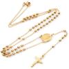 1pcs High Sense of Gold Fashion Stainless Steel Sweater Cross Beads Necklace Retro Pendant Light Luxury Niche Accessories
