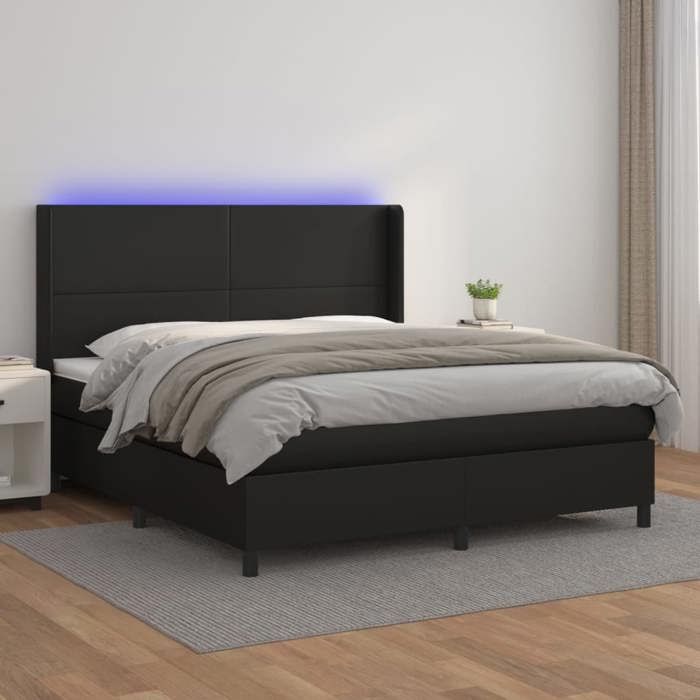 VidaXL Sommier à Lattes de Lit avec Matelas et LED, Lit Rembourré, Lit Double, Lit Adulte de Chambre à Coucher Intérieur, 3139271