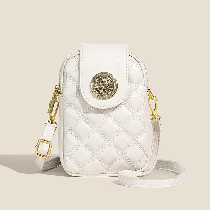 

Маленькая сумка для мобильных телефонов Женская сумка 2025 Новый нишевый дизайн Высококлассная бриллиантовая повседневная сумка-мессенджер Сумка для мобильного телефона белый