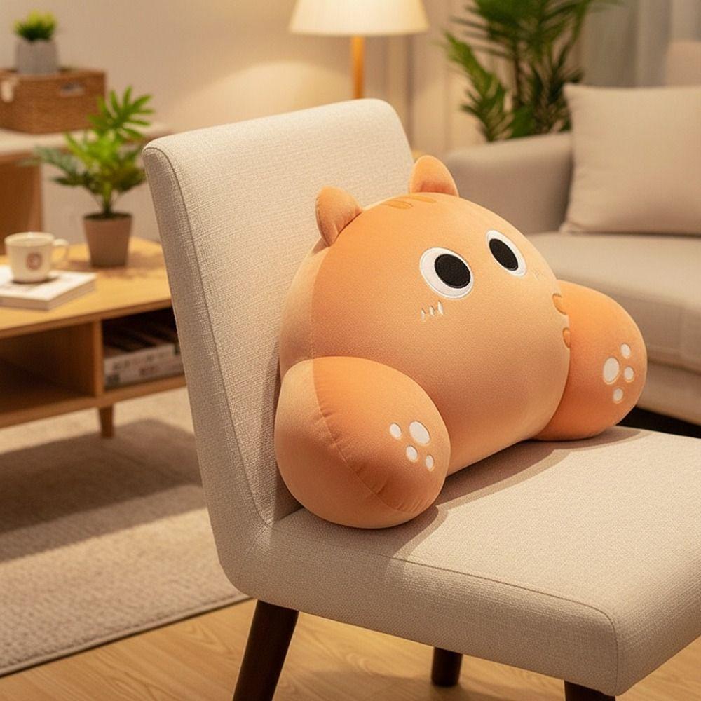 Thickened Cat Shape Waist Pillow Cartoon Chair Lumbar Support Cushion Home Decor Throw Pillow Gift