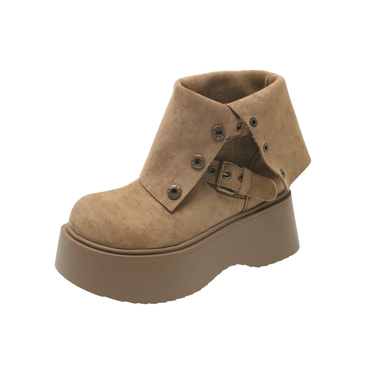 

Retro thick soled heightened women s lightweight outdoor hiking mountaineering non-slip sports a stirrup casual not tired feet boots 35 хаки