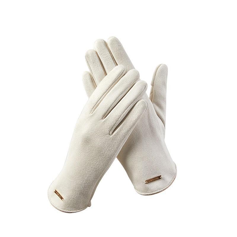 Warm Gloves for Women In Autumn and Winter Outdoor Riding Cold Proof Thickened Plush Velvet Cute Bow Develvet Touch Screen Gloves