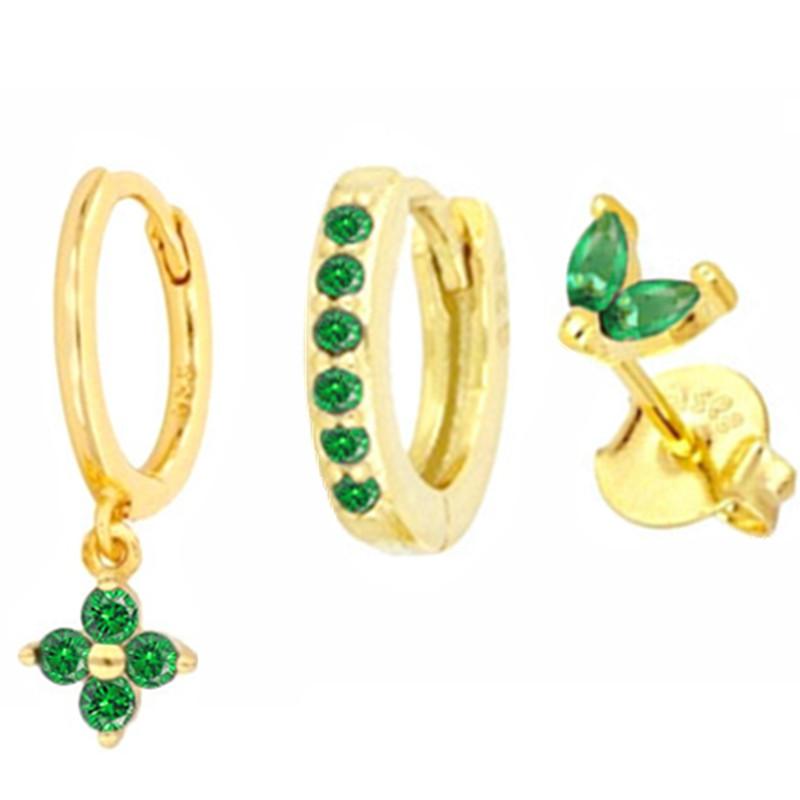 New Design Stainless Steel Cubic Zirconia Chain Hoop Earring For Women Star Moon Pendant Cartilage Earring Piercing Jewelry