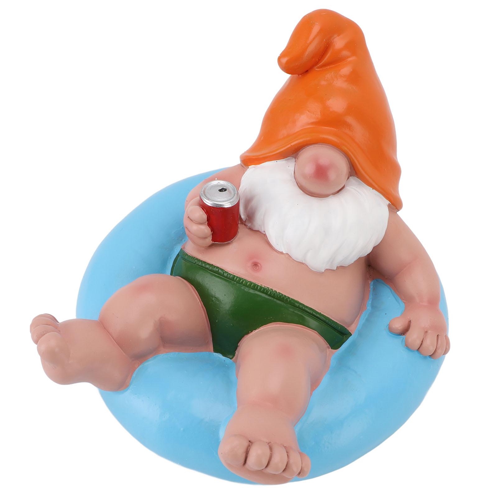 

Pool Floater Gnome Statue Resin Pool Party Relaxing Funny Garden Floating Gnome Figurine for Outdoor Decor синий