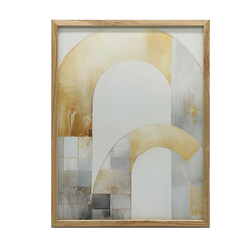 Art Deco Elegance: Gold and Silver Abstraction Elegance Art Deco: Gold And Silver Abstraction, 30X40 Cm, White Wooden Frame, 230 Gsm Matte Paper