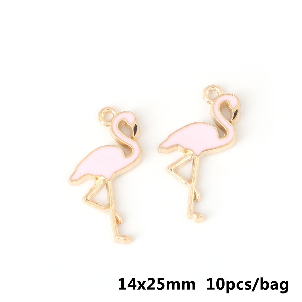 

10 шт. 14*25 мм Фламинго подвески из масляного сплава для изготовления ювелирных изделий DIY серьги шейный браслет 14*25mm 10pcs розовый