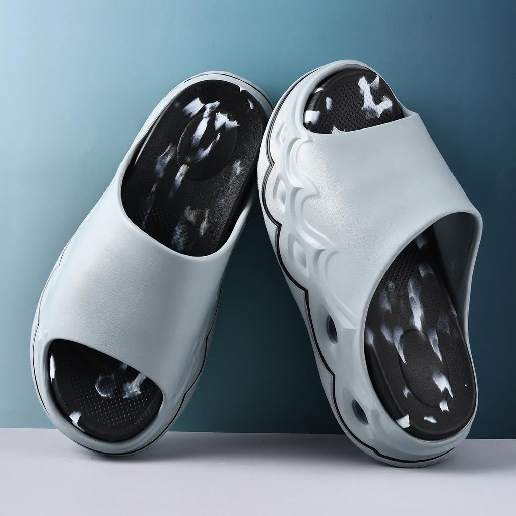 One-word Drag Men's Summer Outer Wear Thick-soled Non-slip Cool Slippers EVA Heightened Wear-resistant Breathable Non-smelly Foot Beach Slippers