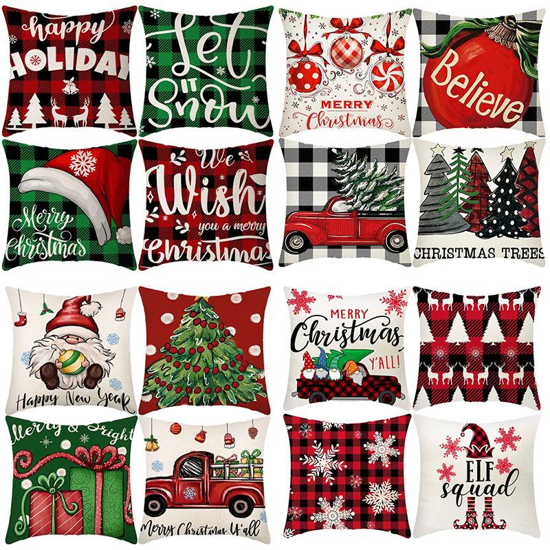 Christmas Throw Pillowcase Home Nordic Holiday Decoration Linen Super Soft Short Plush Sofa Pillowcase