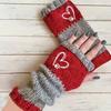Gants en tricot sans doigts avec broderie de chat et patchwork, Gants décontractés ouverts aux doigts tendance pour femme, Mitaines chaudes d'hiver sans doigts