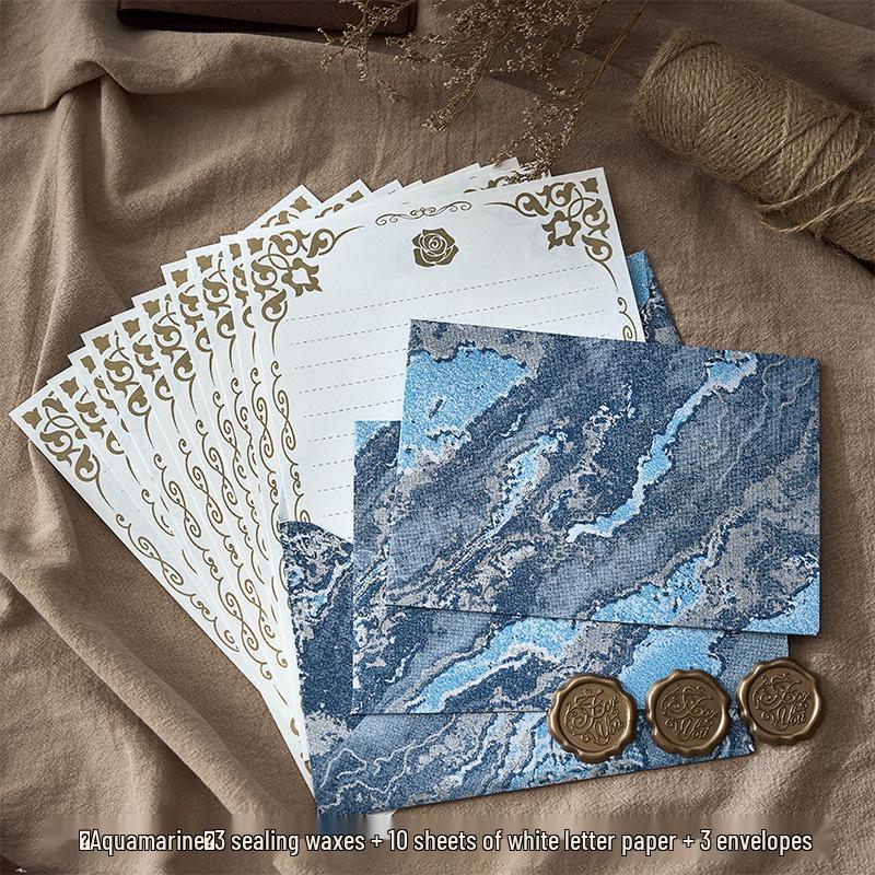 Retro Embossed Chinese Style Letter and Envelope Set with Wax Seal