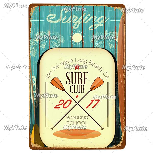 Surf Metall Zeichen Vintage Plaque Zinn Zeichen Wand Dekor Für Beach Club Mann Höhle Metall Platte Große Welle Poster