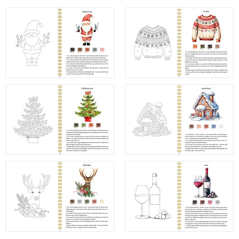 Caiete de lucru acuarelă Carte de colorat Prietenos pentru începători Kit de pictură Scene ușoare din natură Set de vopsele Artă Meșteșuguri