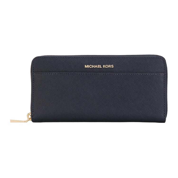 Michael Kors Jet Set Travel Long Letter Logo Commuter Zipper Closure Leather Clutch Wallet Women wallet Blue 32T7GTVZ3L-ADMIRAL Basic Set (Bag+Dust Bag)