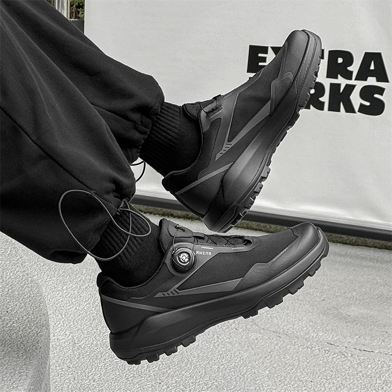Men's Year-Round Comfortable Thick Sole Hiking Sneakers with Rotating Button Closure