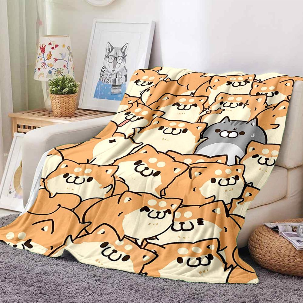 1pc Dogs Kitten Print Blanket   Lightweight Flannel Throw Blanket For Sofa, Bed, Living Room, Office, Outdoor Travel, Camping