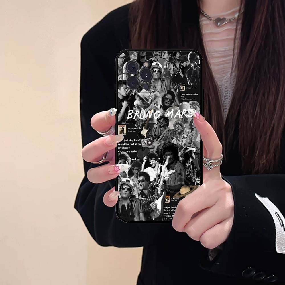 B-Bruno M-Mars Singer Phone Case For Iphone 17 16 15 14 13 12 11 Pro Max Plus Black Shell Cover Case