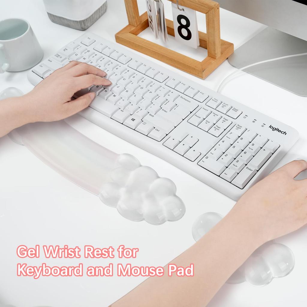 MOSISO Gel Keyboard Wrist Rest Wrist Support for Curved Ergonomic Base for Pain Relief Soft Cooling Gel Easy Typing & Mouse, Anti-Slip Home/Office, &