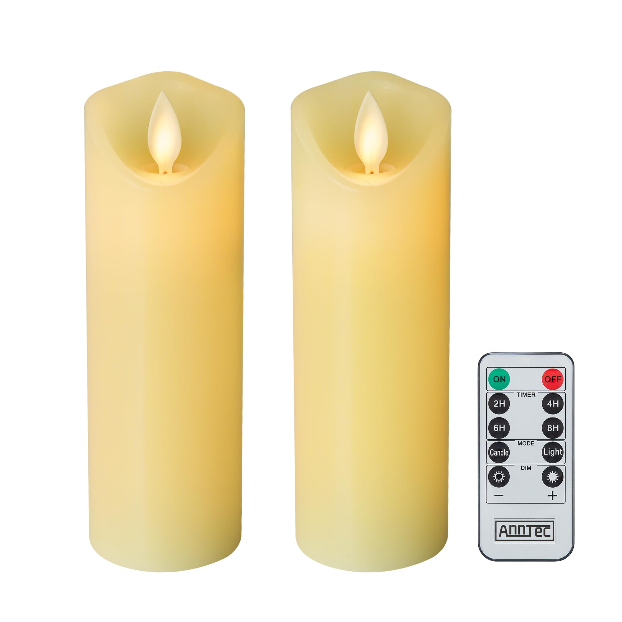 

AnnTec LED Candle Light [Set of 2] LED Candle-Style Candlestick, LED Candle, Flickering Like a Real Flame, Flameless, Warm Light, Safe,