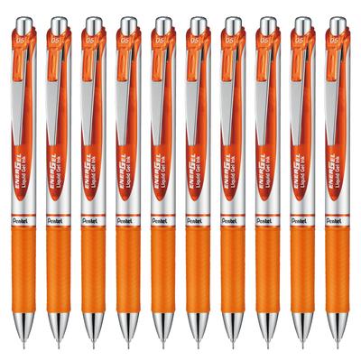 Pentel EnerGel Gel-Tinte Kugelschreiber 10 Stifte Stift, 0,5 mm, Orange, (BLN75Z-F(10))