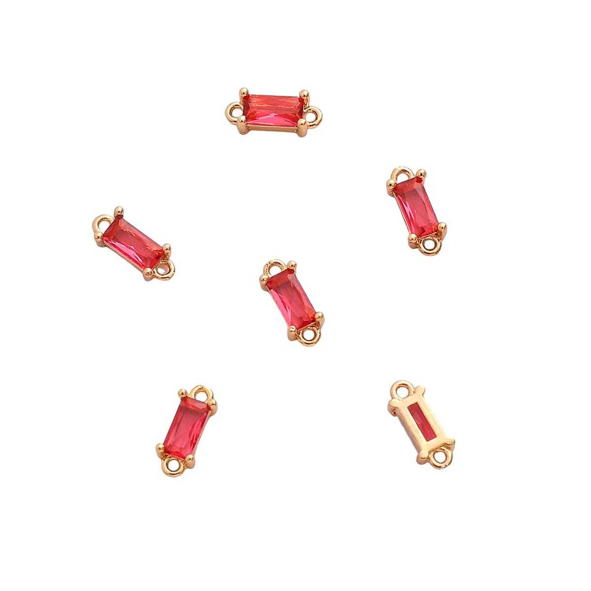 

2 шт медный прямоугольный цветной циркониевый подвесной кулон для самостоятельного изготовления ювелирных изделий, аксессуары для рукоделия 4x10mm фуксия