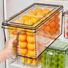 Transparent Food-Grade Plastic Refrigerator Organizer with Handle Lid for Easy Storage of Fruits and Vegetables