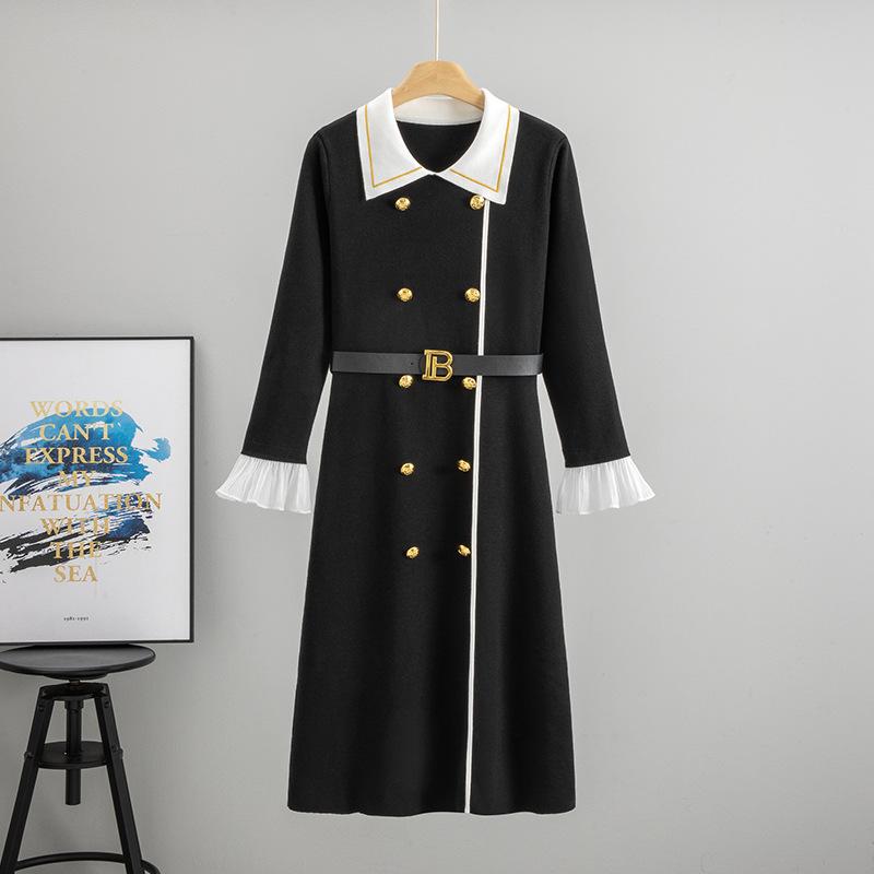 

Новое ретро вязаное платье для осени и зимы излучает молодежный, модный и изысканный вид для женщин. one size чёрный