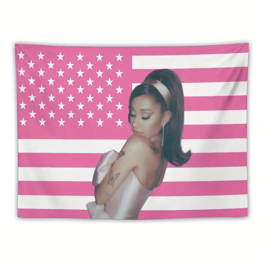 Funny Ariana Grande Pink Flag Fabric Tapestry Perfect Decor for College Dorm Outdoor Party Patio Yard Space Flat Printing