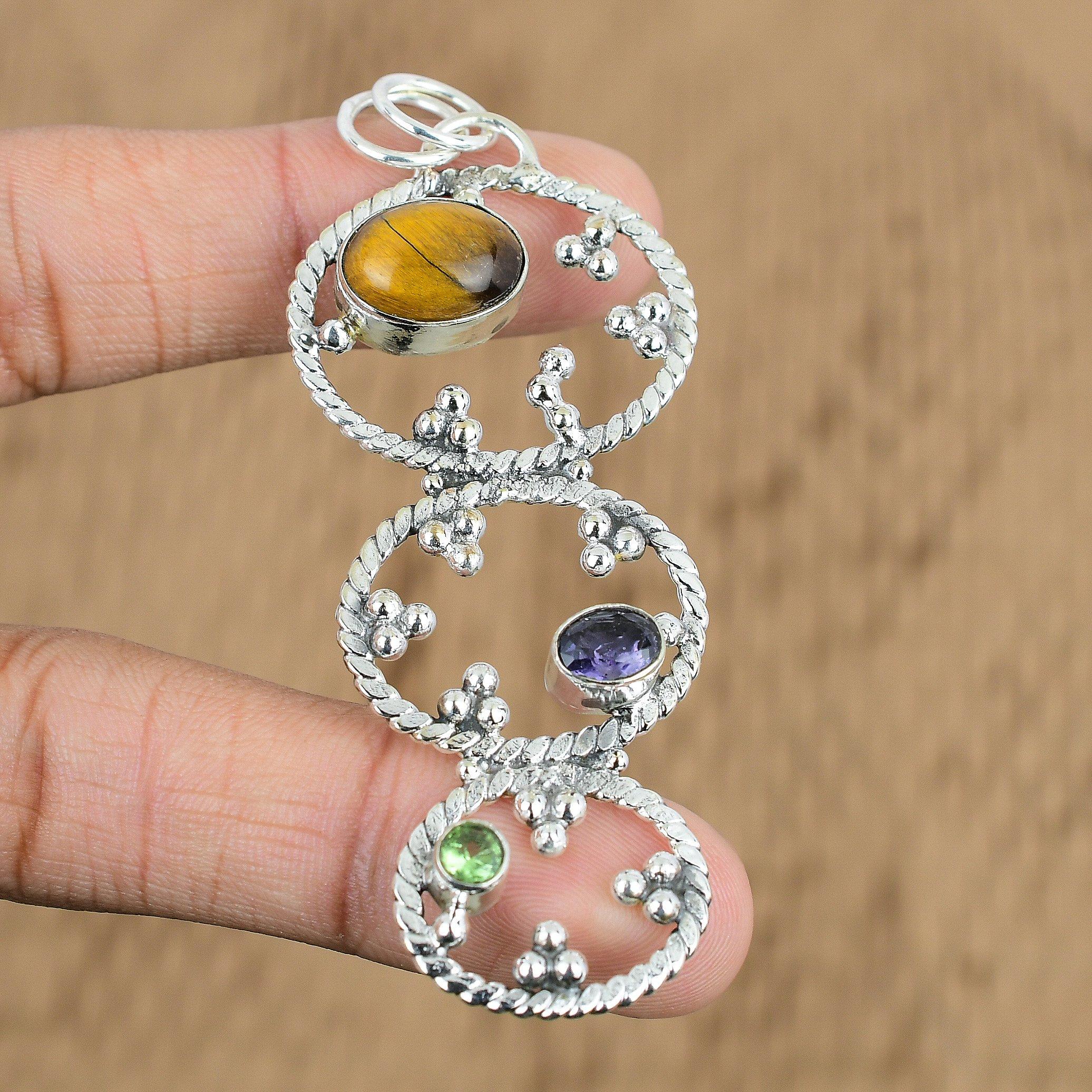 

Anniversary Gift For Her Natural Tiger S Eye Gemstone Pendant 925 Silver