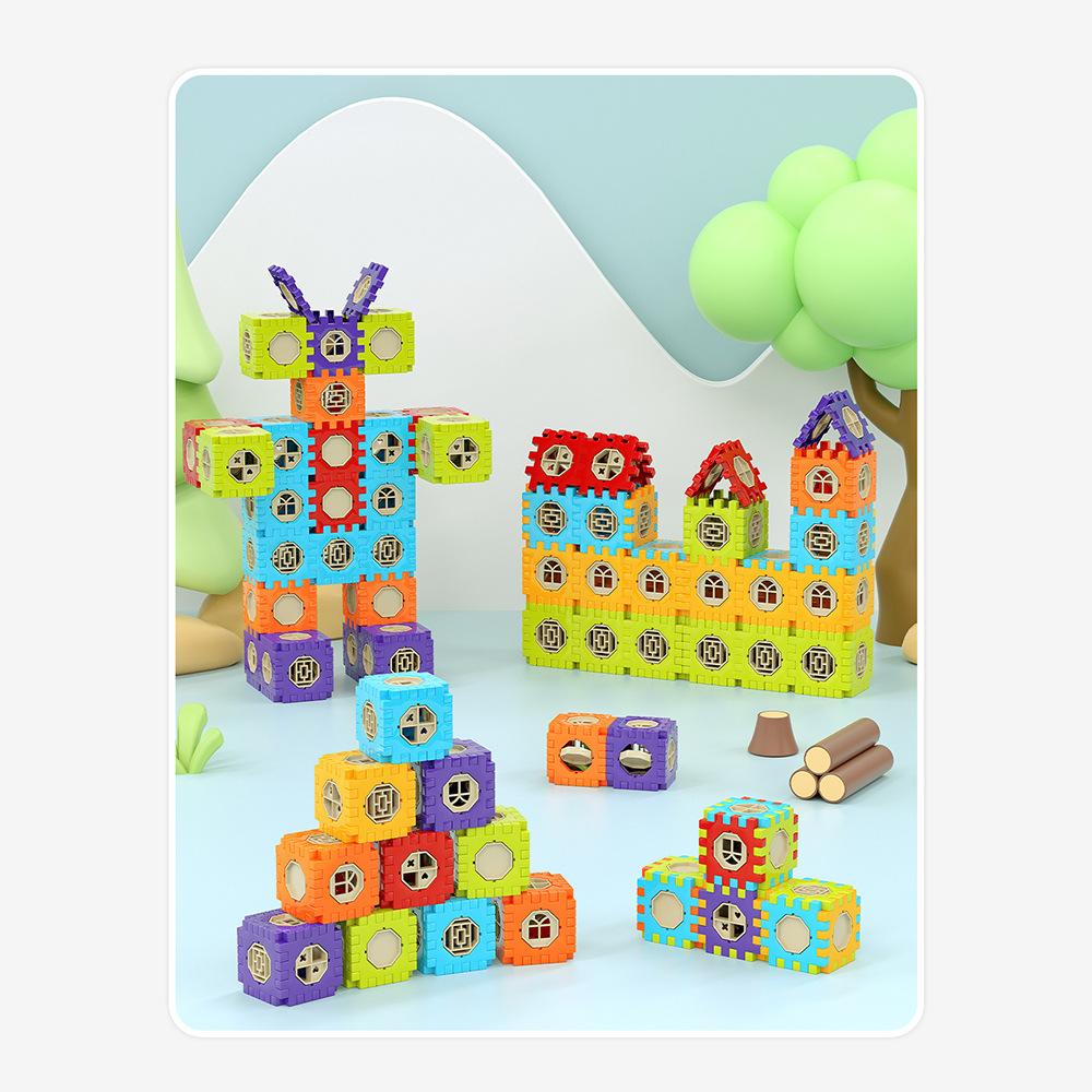 Diy Assembly Pull Square Building Block Variety Of Shape Children'S Educational Toy